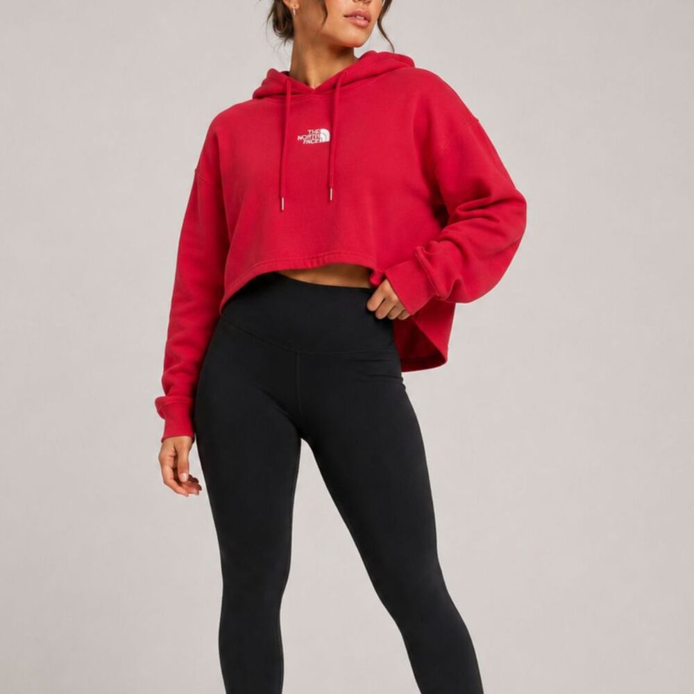 The North Face Women’s Evolution Hi-Lo Hoodie Clay Red Cropped Sweatshirt Medium